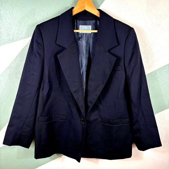 Pendleton Women's Size 16 Wool Blazer Black Single Button Career Casual Coat USA - Picture 9 of 10